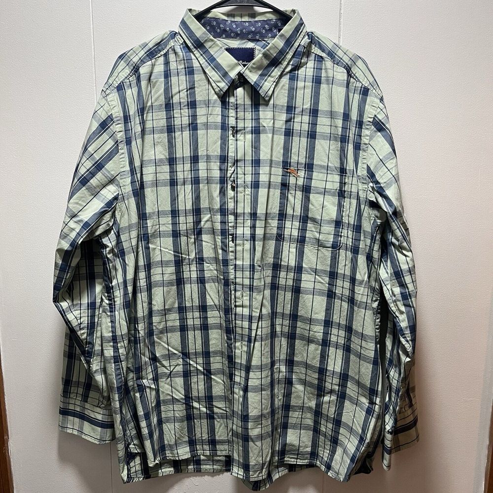 Tommy Bahama Long Sleeve Button Down Shirt Men Size XL Green Blue Plaid